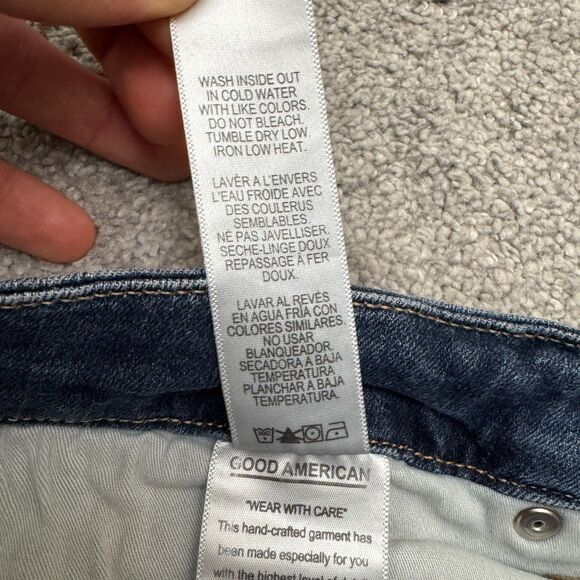 Good American Good Legs High Rise Skinny Denim Jeans Womens 18 Plus Dark Wash - Picture 8 of 16